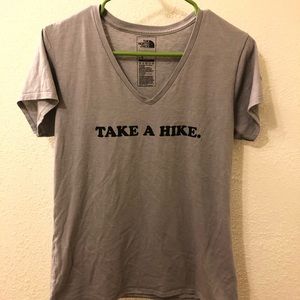Grey North Face V Neck Tee